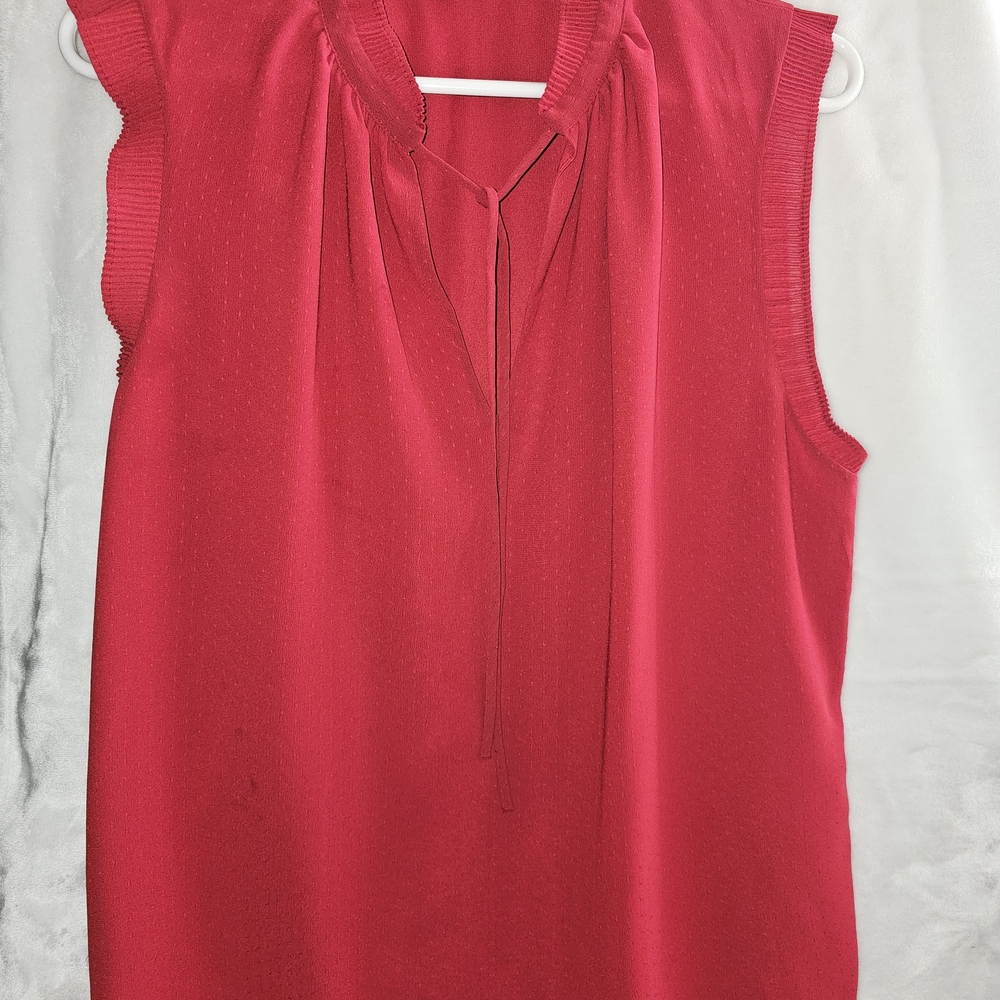 H&M Sleeveless Tie-Neck Blouse in Vibrant Red